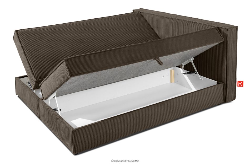 ROTI Boxspringbett 140 cm mit Bettkasten aus braunem Kordstoff braun - Foto 6