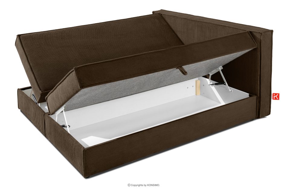 ROTI Boxspringbett 140 cm mit Bettkasten Kordstoff dunkelbraun Dunkelbraun - Foto 6