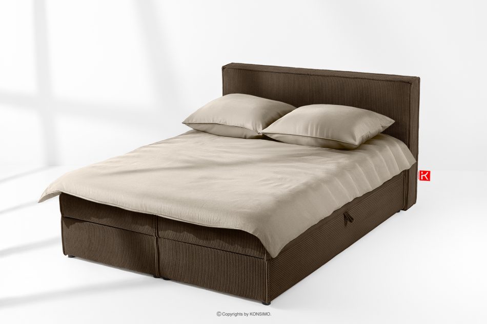 ROTI Boxspringbett 140 cm mit Bettkasten Kordstoff dunkelbraun Dunkelbraun - Foto 1