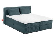 Doppelbett 160 cm aus blauem Kordstoff