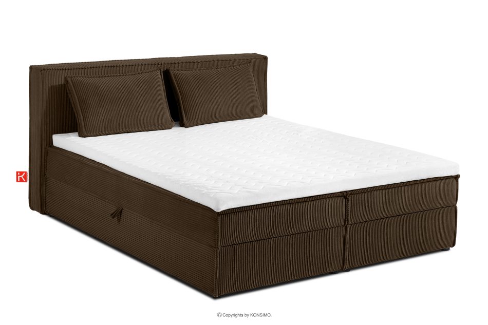 ROTI Boxspringbett 160 cm mit Bettkasten aus Kordstoff dunkelbraun Dunkelbraun - Foto 0