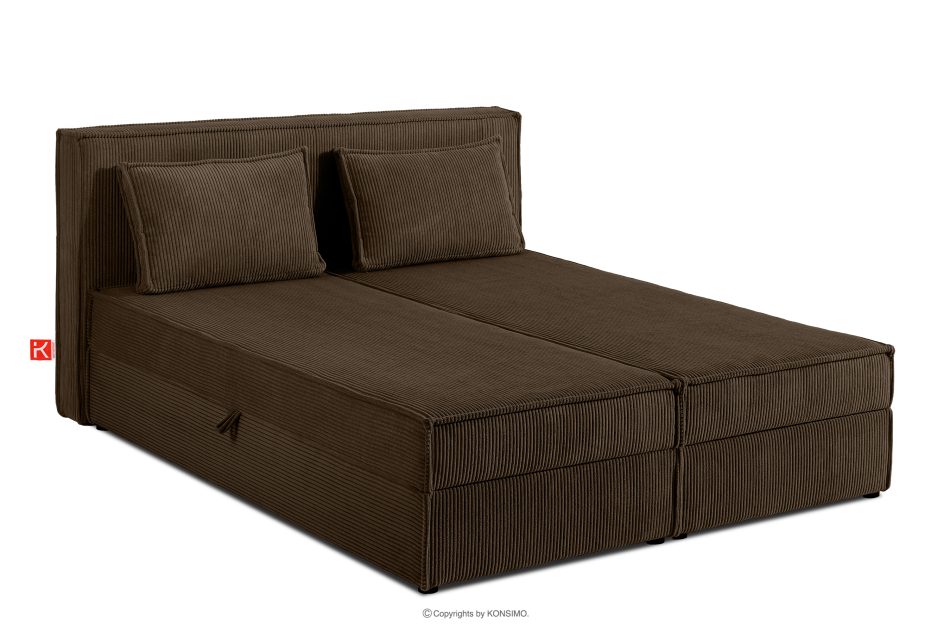 ROTI Boxspringbett 160 cm mit Bettkasten aus Kordstoff dunkelbraun Dunkelbraun - Foto 2