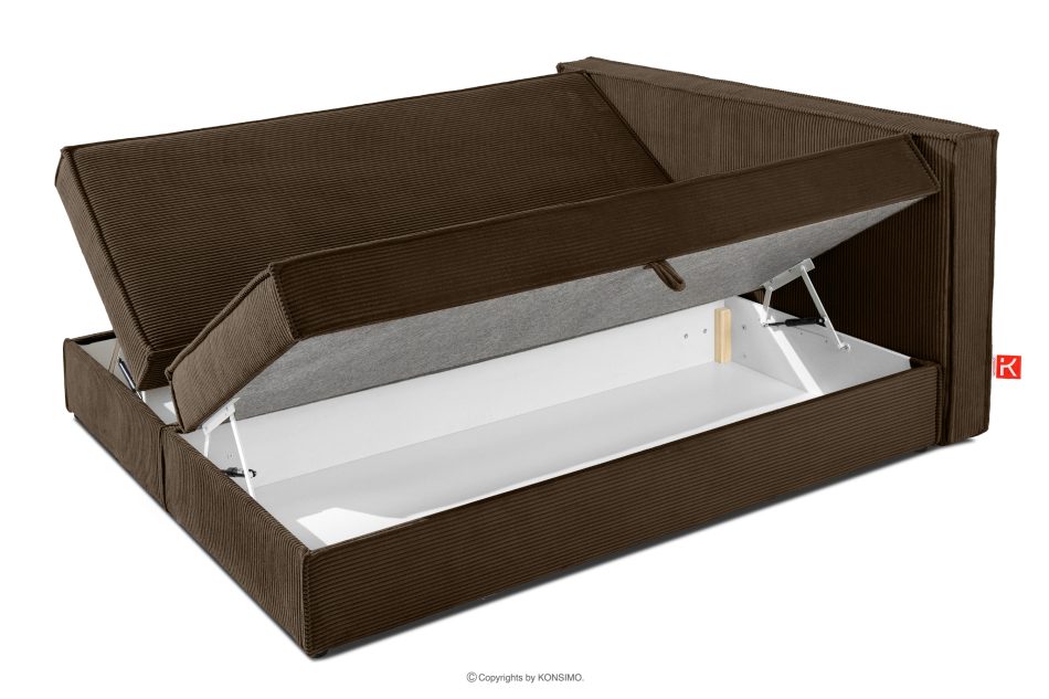 ROTI Boxspringbett 160 cm mit Bettkasten aus Kordstoff dunkelbraun Dunkelbraun - Foto 6