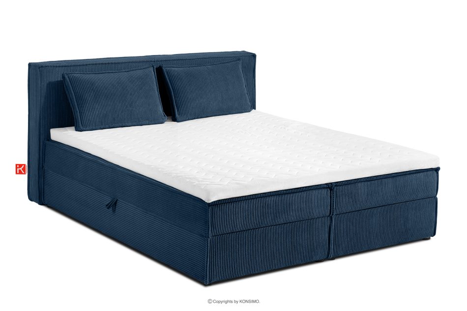 ROTI Bett 160 cm mit Bettkasten Kordstoff navy blau marineblau - Foto 0