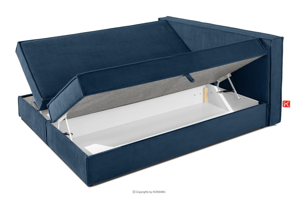 ROTI Bett 160 cm mit Bettkasten Kordstoff navy blau marineblau - Foto 6