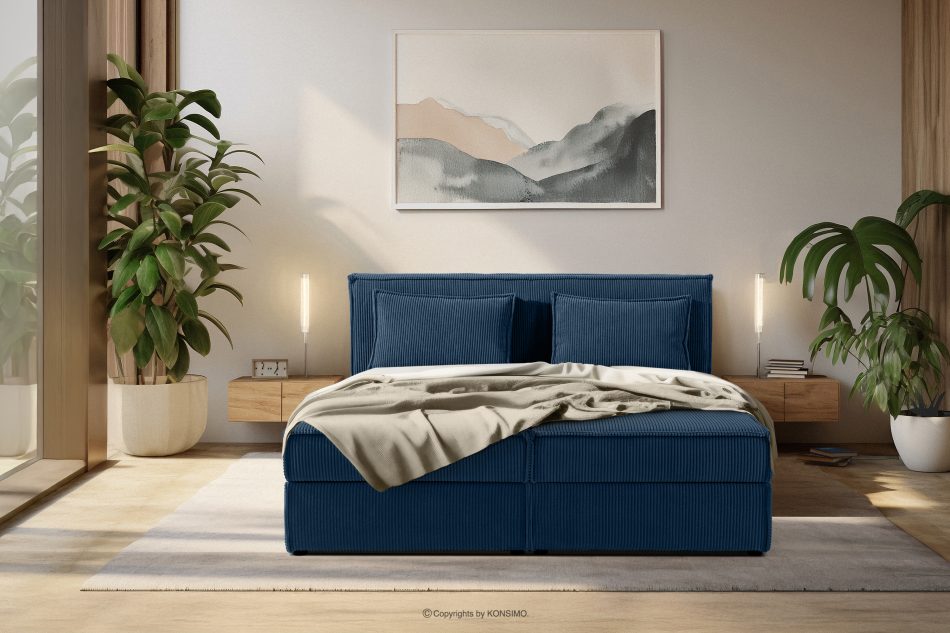 ROTI Bett 160 cm mit Bettkasten Kordstoff navy blau marineblau - Foto 15