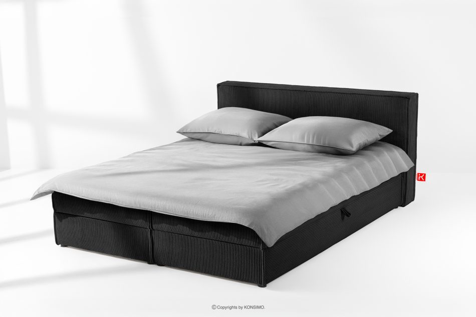 ROTI Boxspringbett 180 cm aus Kordstoff schwarz schwarz - Foto 1