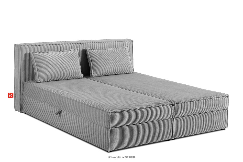 ROTI Boxspringbett 180 cm aus Kordstoff hellgrau hellgrau - Foto 2