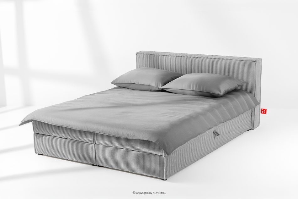ROTI Boxspringbett 180 cm aus Kordstoff hellgrau hellgrau - Foto 1
