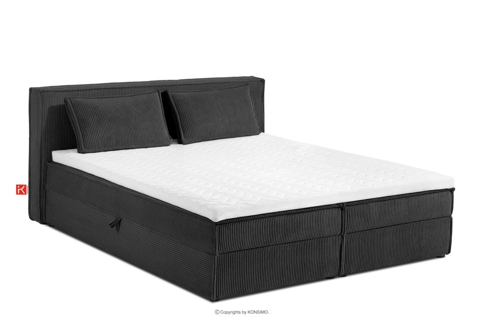 ROTI Boxspringbett 180 cm aus Kordstoff dunkelgrau dunkelgrau - Foto 0