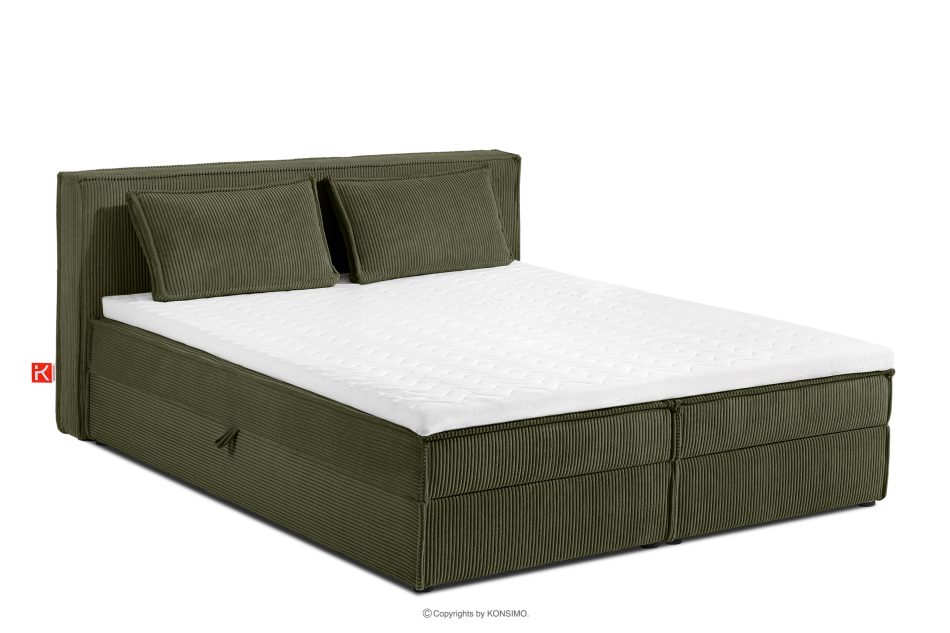 ROTI Boxspringbett 180 cm aus Kordstoff olivgrün oliv - Foto 0