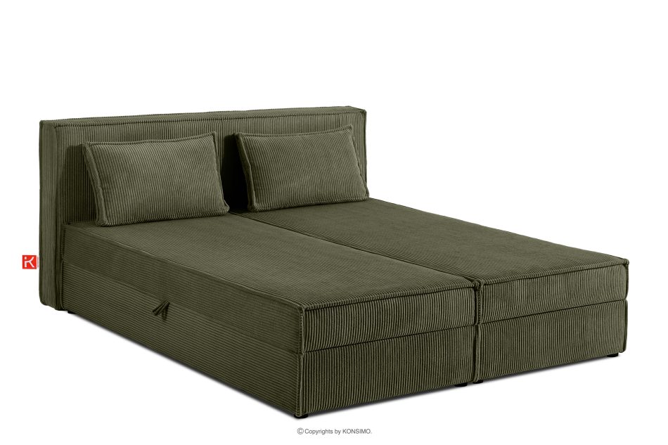 ROTI Boxspringbett 180 cm aus Kordstoff olivgrün oliv - Foto 2