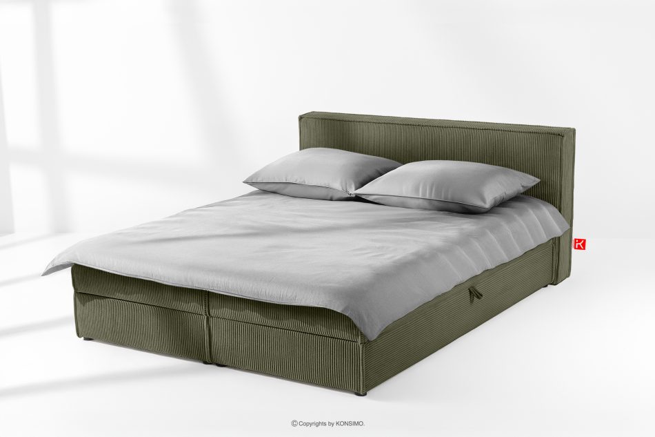 ROTI Boxspringbett 180 cm aus Kordstoff olivgrün oliv - Foto 1