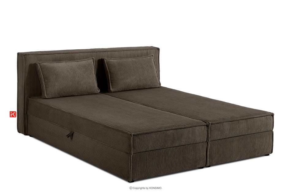 ROTI Boxspringbett 180 cm mit Bettkasten aus braunem Kordstoff braun - Foto 2