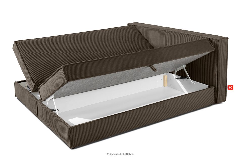 ROTI Boxspringbett 180 cm mit Bettkasten aus braunem Kordstoff braun - Foto 6
