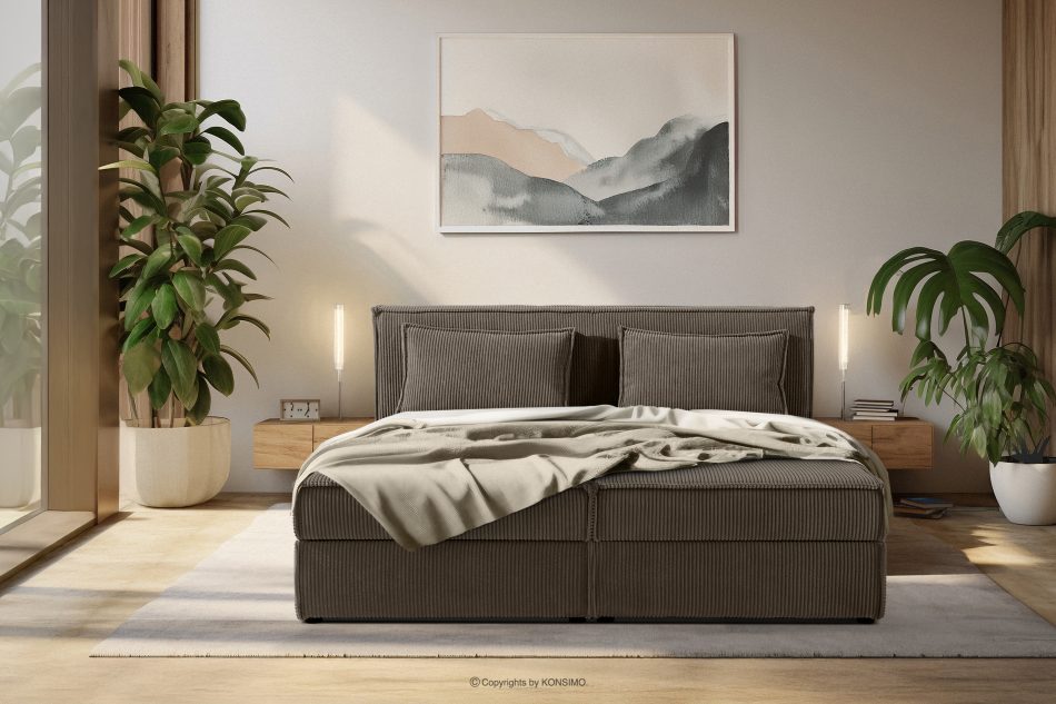 ROTI Boxspringbett 180 cm mit Bettkasten aus braunem Kordstoff braun - Foto 15