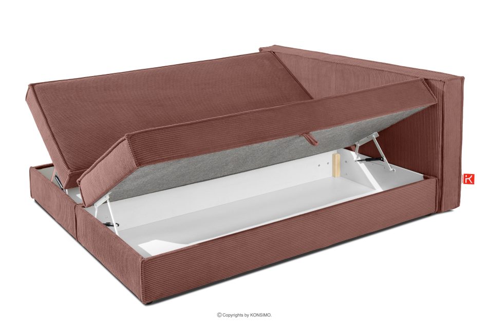 ROTI Boxspringbett 180 cm mit Bettkasten Kordstoff rosa rosa - Foto 6