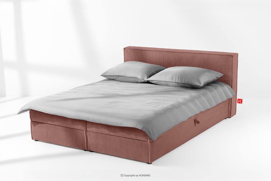 ROTI Boxspringbett 180 cm mit Bettkasten Kordstoff rosa rosa - Foto 1