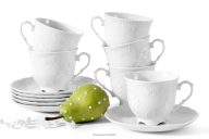 Kaffeetasse mit Untertasse 6 St. in Porzellan weiß