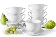 Untertasse 6 tlg. aus Porzellan weiß
