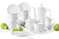 Kaffeeservice für 6 Personen (21 Teile) aus weißem Porzellan