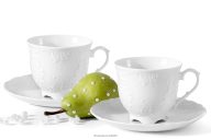Kaffeetasse mit Untertasse 2 tlg. aus Porzellan weiß