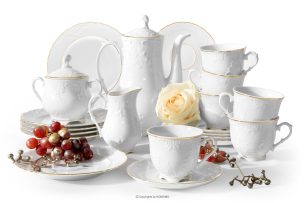 CMIELOW ROCOCO, https://konsimo.de/kollektion/cmielow-rococo/ Porzellan-Kaffeeservice Goldlinie 6-Personen-Set (21 tlg.) weiß/gold - Foto