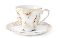 Kaffeetasse mit Untertasse handbemalt in echtem Gold Gold/Weiß