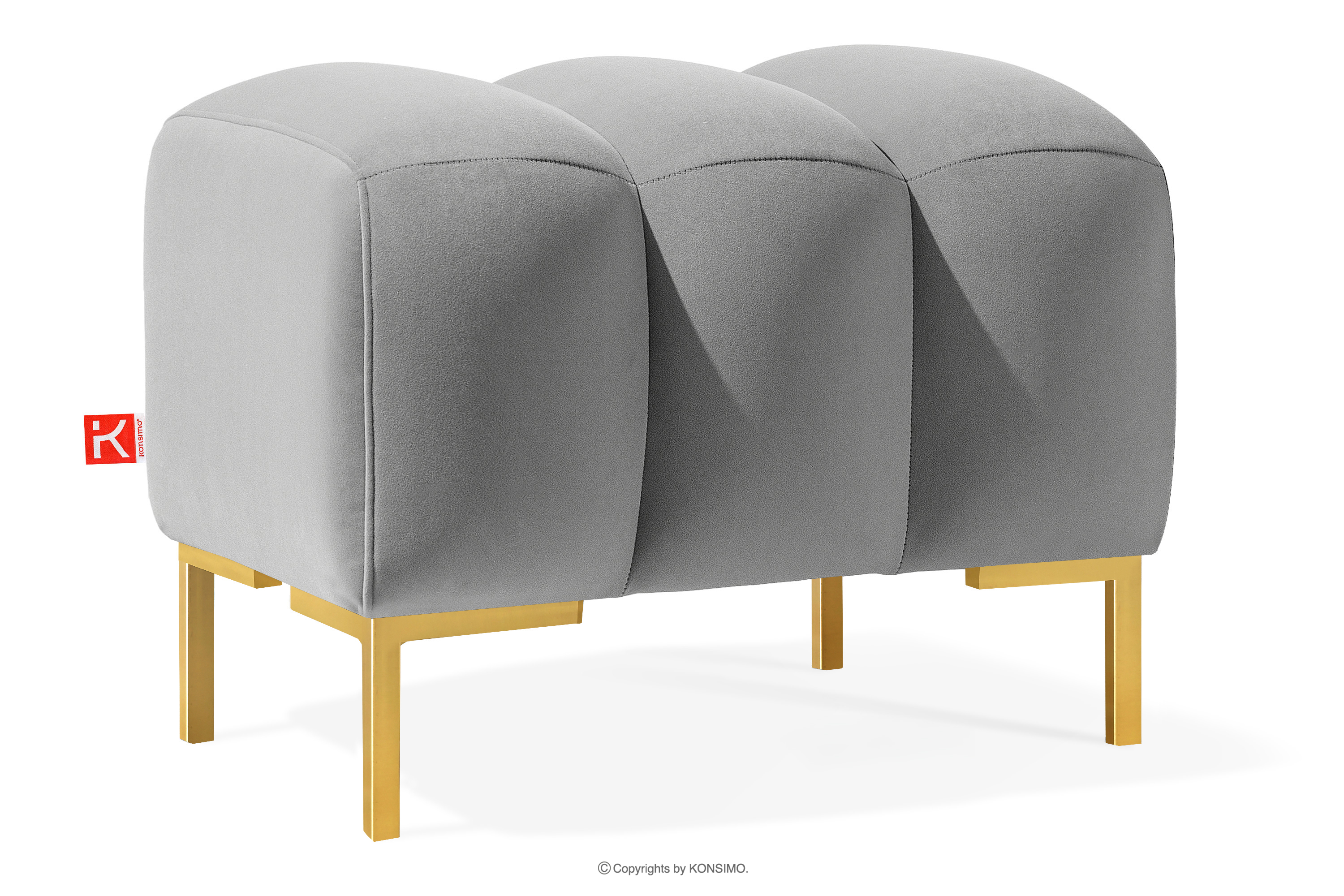 Sitzhocker auf hohen goldenen Beinen elegant hellgrau PECCO II