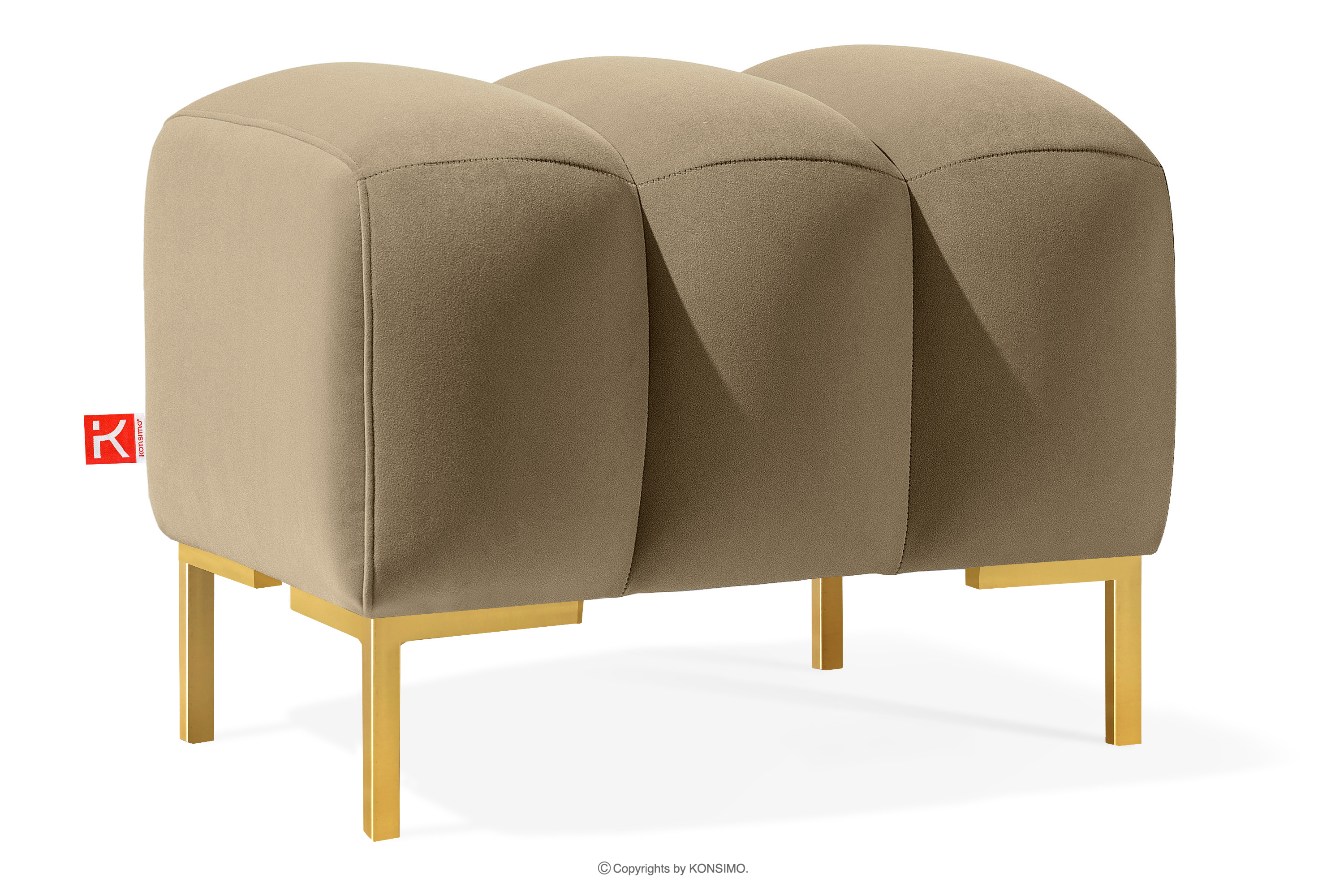 Sitzhocker mit goldenen Beinen elegant beige PECCO II