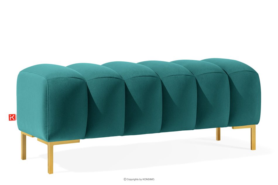 PECCO II Breiter Sitzhocker 120 auf hohen goldenen Beinen seegrün marineblau - Foto 0