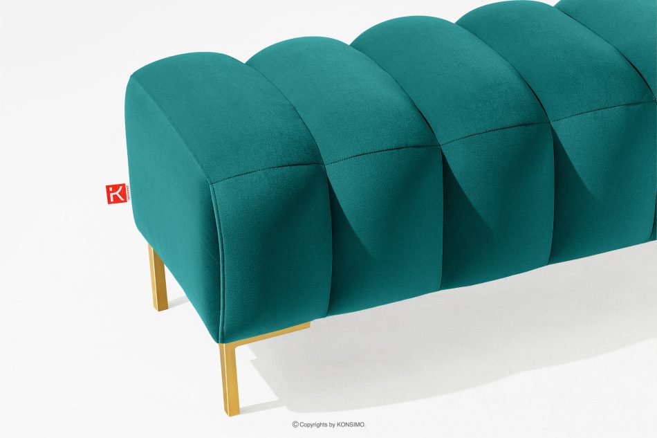 PECCO II Breiter Sitzhocker 120 auf hohen goldenen Beinen seegrün marineblau - Foto 3