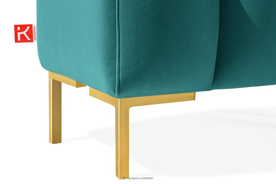 PECCO II Breiter Sitzhocker 120 auf hohen goldenen Beinen seegrün marineblau - Foto 5