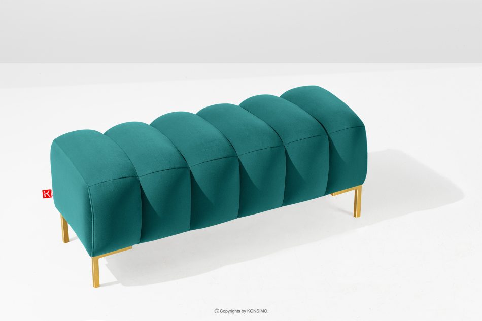 PECCO II Breiter Sitzhocker 120 auf hohen goldenen Beinen seegrün marineblau - Foto 1