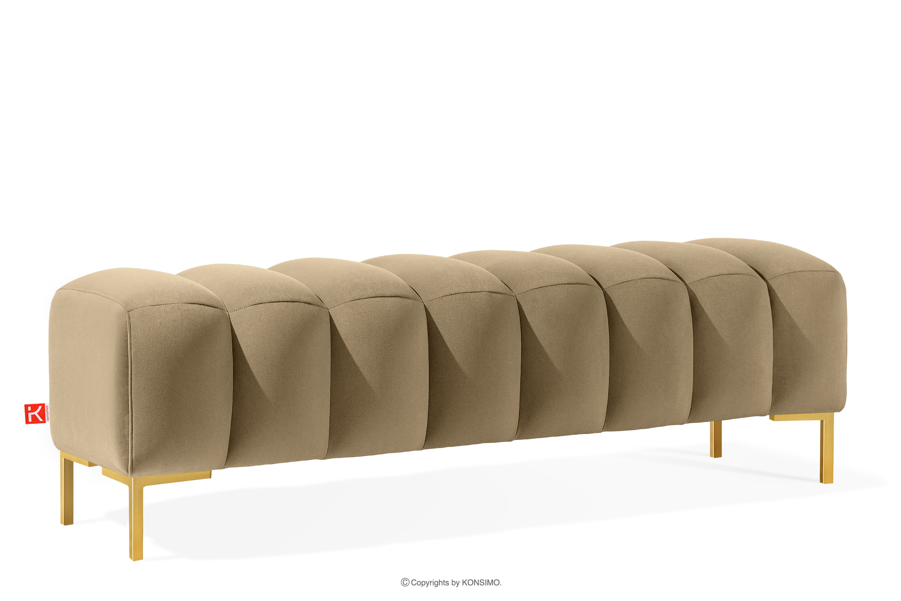 Breiter Sitzhocker mit goldenen Beinen 160 für Korridor beige PECCO II