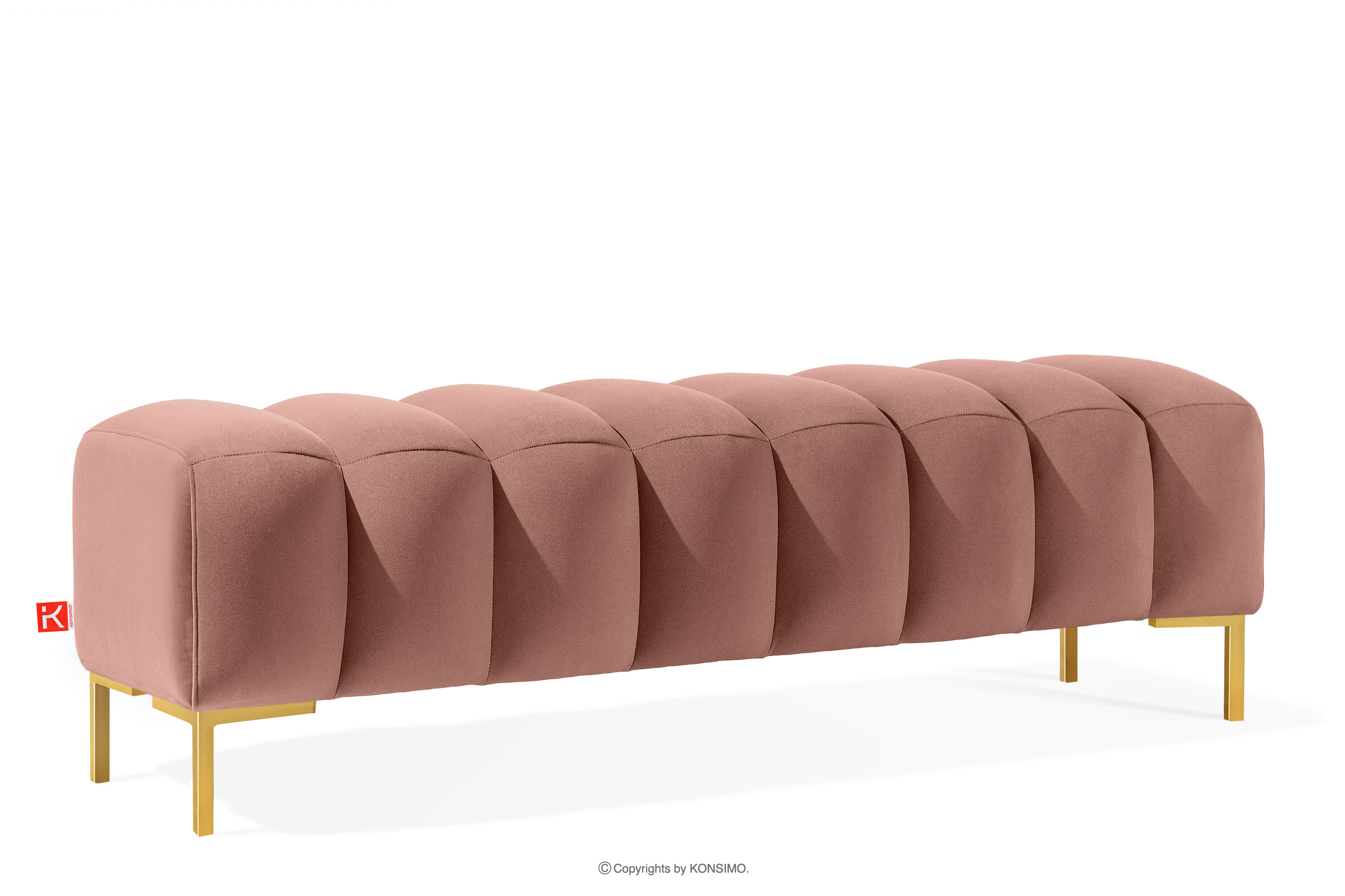 Breiter Sitzhocker mit goldenen Beinen 160 für Korridor rosa PECCO II