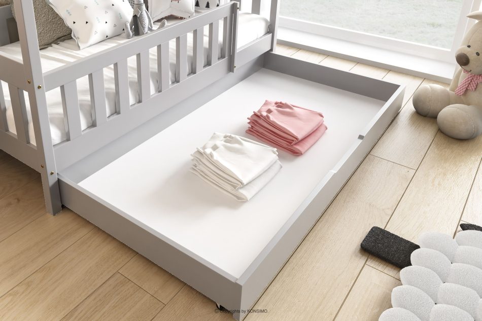 LUMBE Zweistöckiges Kinderbett in Form eines Hauses mit Matratze grau grau - Foto 2
