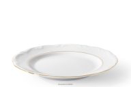 Klassischer Dessertteller aus Porzellan weiß/goldene Linie
