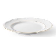 Klassischer Speiseteller aus Porzellan weiß/goldene Linie