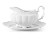 Klassisches Stieltöpfchen mit Untertasse aus Porzellan weiß