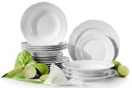Klassisches Porzellan Tafelservice 6 Personen. (18 tlg.) weiß