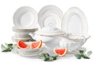 Klassisches 6-Personen-Porzellan-Tafelservice (23 Stück) white/gold line