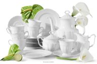 Klassisches Porzellan-Kaffeeset 6 Personen (21 tlg.) weiß