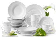 Klassisches Porzellan-Tafel- und Kaffeeservice 6 Personen (30 tlg.) weiß