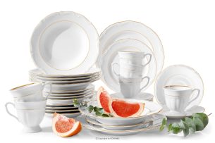 CHODZIEZ MARIA TERESA, https://konsimo.de/kollektion/chodziez-maria-teresa/ Klassisches Porzellan-Tafel- und Kaffeeservice 6-Personen-Set (30 tlg) weiß/goldlinie weiß/gold - Foto