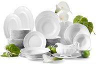 Klassisches Porzellan-Tafelservice 12 Personen (44 tlg.) weiß