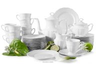 Klassisches Porzellan-Kaffeegeschirr 12 Personen (39 tlg.) weiß