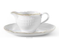 Porzellan-Topf mit Untertasse weiß