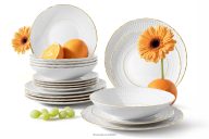 Elegantes Porzellan-Geschirrset Goldlinie 6 Personen (18 tlg)
