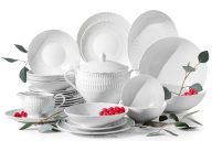 Elegantes Porzellan Tafelservice weiß 6 Personen (25 tlg)